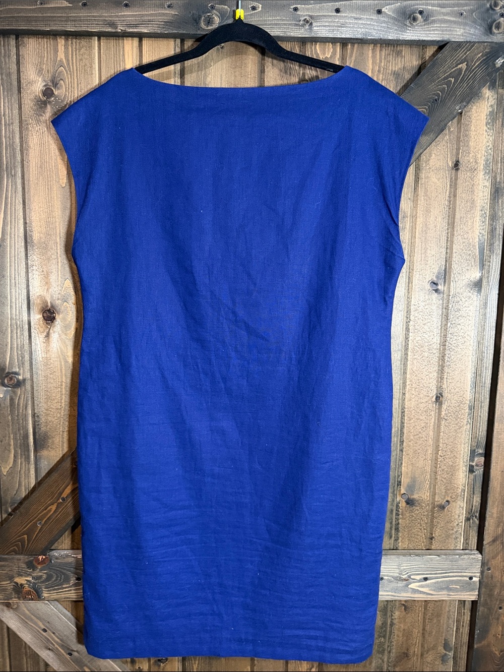 Sleeveless Mini Dress in Cobalt Blue Cotton Linen Blend - Picture 6 of 6